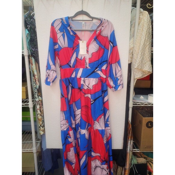 Fashion Space Maxi Dress Size Large, Blue and Pink - Picture 4 of 9